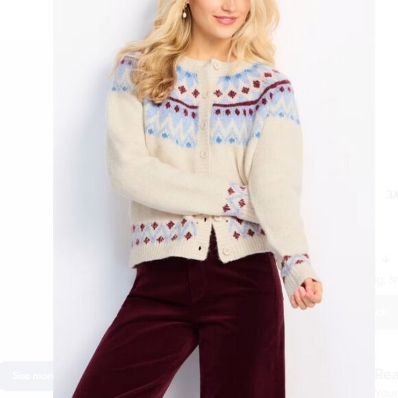 RD STYLE Elfa Fair Isle Wool Cardigan Sweater XL - Picture 3 of 15